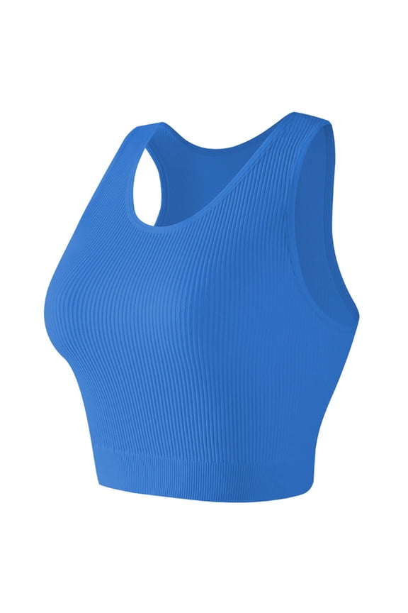 Women Sports Bra Shockproof And Sagging Running Gathered Yoga Sleeveless Wireless Beautiful Back Fitness Bra Workout Sports High Support Comfortable Bralettes Blue M