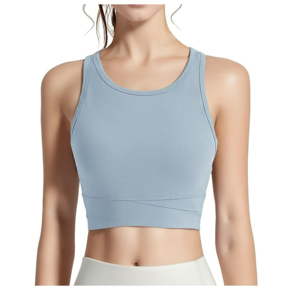 OSOLU Women Sports Bra Yoga Fitness Athletic Wear Elastic Breathable Bras For Underwear Women's Bra Workout Sports High Support Comfortable Bralettes Light Blue L