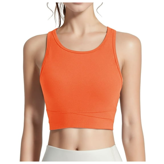 OSOLU Women Sports Bra Yoga Fitness Athletic Wear Elastic Breathable Bras For Underwear Women's Bra Workout Sports High Support Comfortable Bralettes Orange L