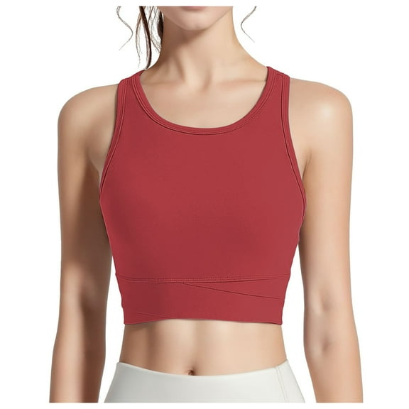 OSOLU Women Sports Bra Yoga Fitness Athletic Wear Elastic Breathable Bras For Underwear Women's Bra Workout Sports High Support Comfortable Bralettes Wine XL