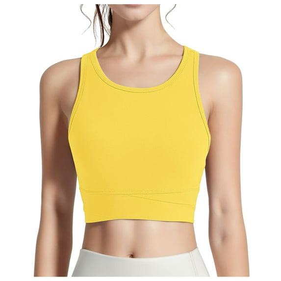 OSOLU Women Sports Bra Yoga Fitness Athletic Wear Elastic Breathable Bras For Underwear Women's Bra Workout Sports High Support Comfortable Bralettes Yellow L