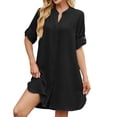 thumbnail image 1 of OSOLU Women Spring/summer Solid Color Loose Shirt Dress Mid Sleeve Button Dress Birthday Sundress Dresses For Women 2025 Elegant Classy, 1 of 5