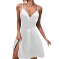 thumbnail image 1 of OSOLU Women Summer Mini Dresses Solid Color Sleeveless Ruched Hem Back Spaghetti Strap Zipper Dress Versatile Sundress Flowy 2025 Elegant Classy Dresses, 1 of 4