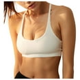 thumbnail image 1 of OSOLU Women V Neck Sports Bras CrissCross Strappy Wirefree Padded Low Impact Yoga Gym Bra Workout Crop Tops Workout Sports High Support Comfortable Bralettes White M, 1 of 8