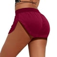 thumbnail image 1 of OSOLU Women Velvet Booty Yoga Shorts High Waist Pole Dance Hot Pants Gym Workout Active Slim Fit Rave Shorts Bottoms Stretchy Running Sports Soft Tummy Control Workout Athletic Gym Bottoms Red XXXXL, 1 of 6