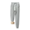 thumbnail image 1 of OSOLU Women Winter Casual Solid Color Keep Warm Plus Velvet Long Pants Trousers With Pockets Fashionable Classic Leisure Active Athletic Casual Bottoms, 1 of 4