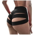 thumbnail image 1 of OSOLU Women Yoga Fashion Solid Color Pole Shorts Brief Knicker Hollow Panties Dance Wear Stretchy Running Joggers Sports Soft Tummy Control Workout Athletic Gym Bottoms Black XXL, 1 of 5