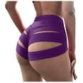thumbnail image 1 of OSOLU Women Yoga Fashion Solid Color Pole Shorts Brief Knicker Hollow Panties Dance Wear Stretchy Running Joggers Sports Soft Tummy Control Workout Athletic Gym Bottoms Purple XL, 1 of 3