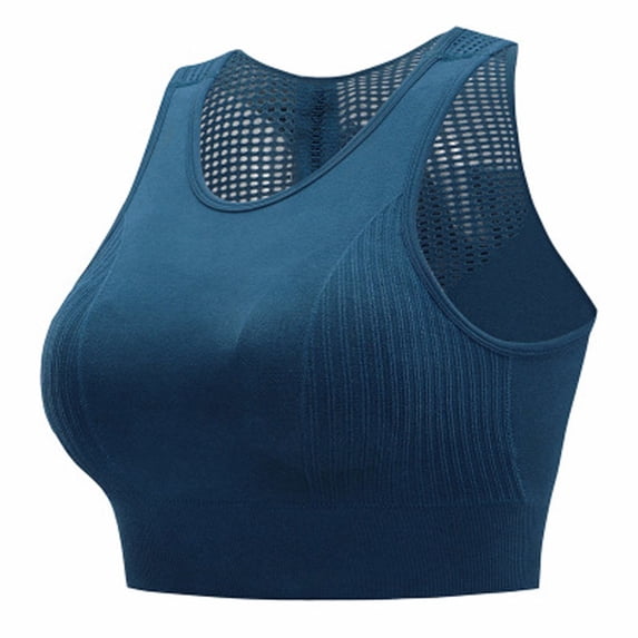 OSOLU Women Yoga Seamless High Impact Sports Bra With Removable Cups High Support Workout Sports High Support Comfortable Bralettes Blue XL