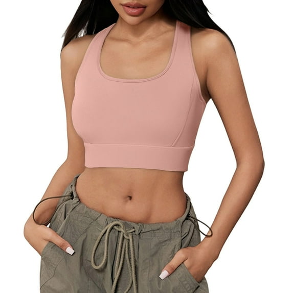 OSOLU Women Yoga Sports Bra With High Support And Feel Workout Sports High Support Comfortable Bralettes Light Pink S
