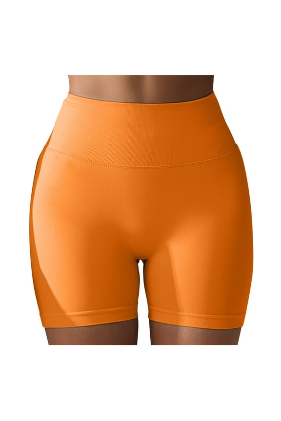 Women Yogas Seamless Scrunch Shorts Workout Shorts Gym Shorts Shorts 5 Sports Soft Tummy Control Workout Athletic Gym Bottoms Orange M