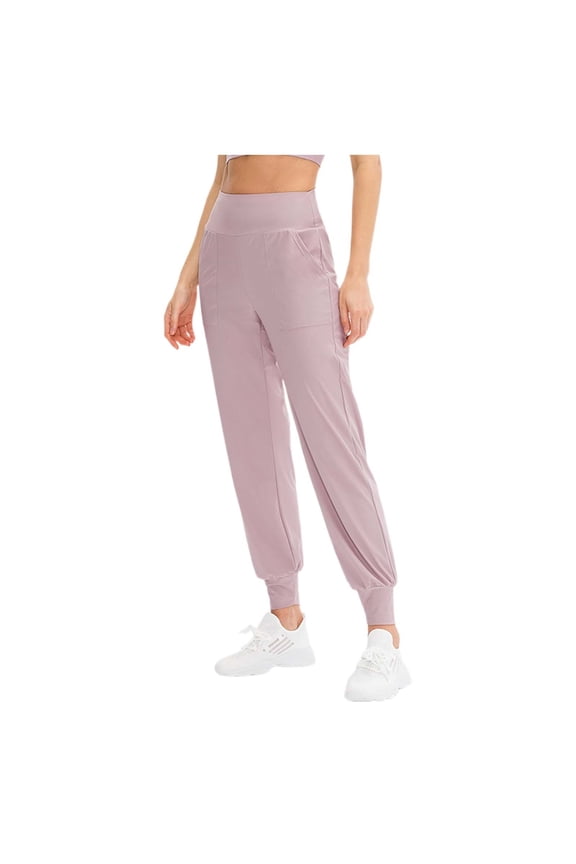 Women's Fall Loose Fit Yoga Pants With Pockets Elastic Waist Ankle For Running Training Workout Casual Athletic Leggings Workout Stretchy Running Tummy Control Joggers Bottoms Pink XL