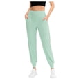 thumbnail image 1 of OSOLU Women's Fall Loose Fit Yoga Pants With Pockets Elastic Waist Ankle For Running Training Workout Casual Athletic Leggings Workout Stretchy Running Tummy Control Joggers Bottoms Mint Green L, 1 of 9
