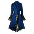 thumbnail image 1 of OSOLU Women's Halloween Dress Coat Lapel Design Lace Sleeve Lace Trim Open Back Lace Up Uneven Hem Holiday Party, Blue, 1 of 6