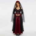 thumbnail image 1 of OSOLU Women's Halloween Dress Off Shoulder Design Lace Sleeve Lace Accent Outer Lace Layer Holiday Party Elegant Gown, Brick Red, 1 of 3