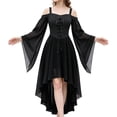 thumbnail image 1 of OSOLU Women's Halloween Dress Off Shoulder Flare Bell Sleeve Lace Up Front High Low Hem Long Dresses, Black, 1 of 7
