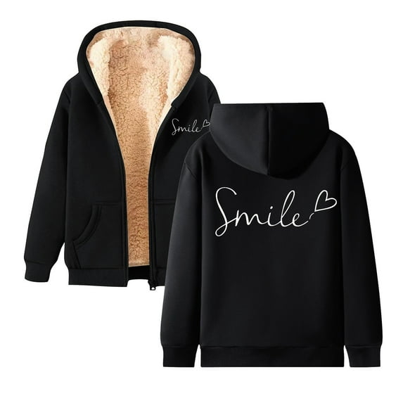 OSOLU Women's Hoodies Fashion Long Sleeve Zipper Drawstring Fashion Print Autumn Winter Coat Classic Elegant Hooded Sweatshirt