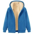 thumbnail image 1 of OSOLU Women's Hoodies Long Sleeve Solid Color Plush Zip Up Winter Warm Soft Jacket with Pocket Casual Daily Wear Stylish Versatile Hooded Sweatshirt, 1 of 3