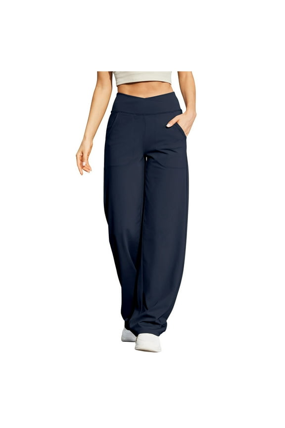 Women's Lifting Exercise Fitness Running High Waist Yoga Pants Workout Stretchy Running Tummy Control Joggers Bottoms Navy XXL