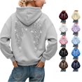 thumbnail image 1 of OSOLU Women's Oversized Hoodies Sparkly Rhinestone Wing Decor Back Long Sleeve Casual Sweatshirts Light Gray, 1 of 6