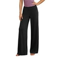 thumbnail image 1 of OSOLU Women's Pants High Waist Wide Leg Solid Color Soft Stretch Comfortable Yoga Pants with Zipper Flowy Everyday Wear Trendy Travel Trousers, 1 of 4