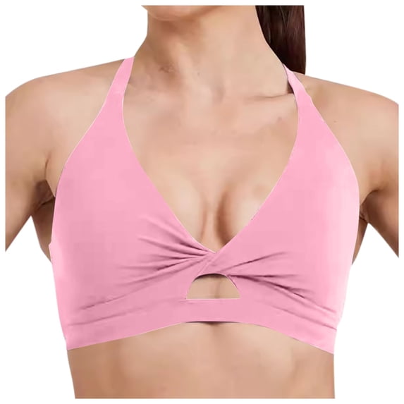 OSOLU Women's Running Fitness Vest Sports Underwear Shockproof Yoga Clothing Dress With Cushion Bra Workout Sports High Support Comfortable Bralettes Light Pink M