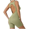 thumbnail image 1 of OSOLU Women's Sleeveless Yoga Jumpsuits Shorts Bodysuit Deep Scoop Neck Backless Bodycon Jumpsuits Sports Soft Tummy Control Workout Athletic Gym Bottoms Light Green M, 1 of 9