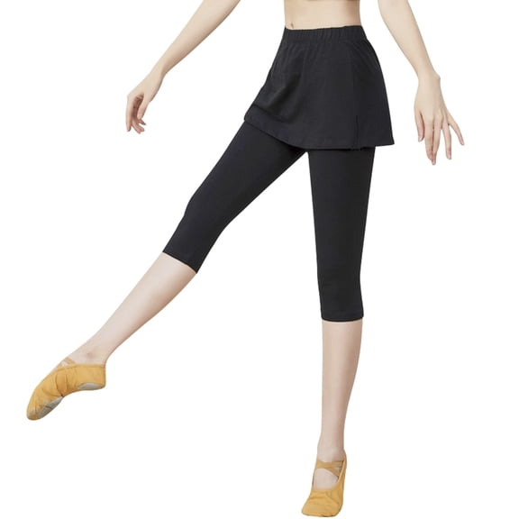 OSOLU Women's Solid Color Aerobics Pants Body Exercise Pants Classical Ballet Dance Pants Tight Yoga Pants (cropped Pants) Workout Stretchy Running Tummy Control Joggers Bottoms Black M