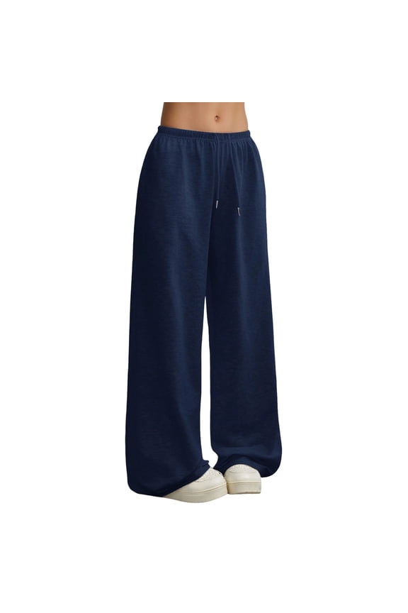 Women's Sweatpants Solid Color Graphic Baggy Trousers Drawstring High Waisted with Pocket Streetwear Classic Chic Pants