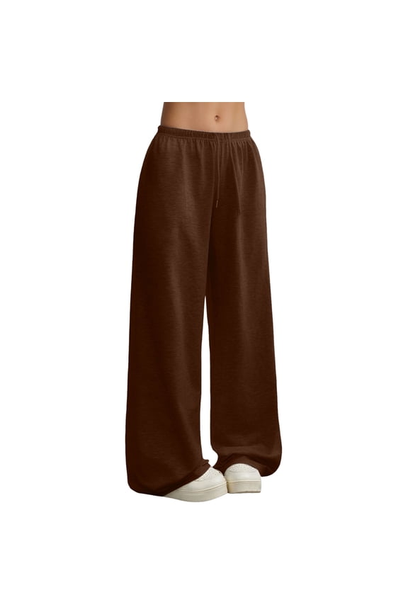 Women's Sweatpants Solid Color Graphic Baggy Trousers Drawstring High Waisted with Pocket Streetwear Classic Versatile Pants