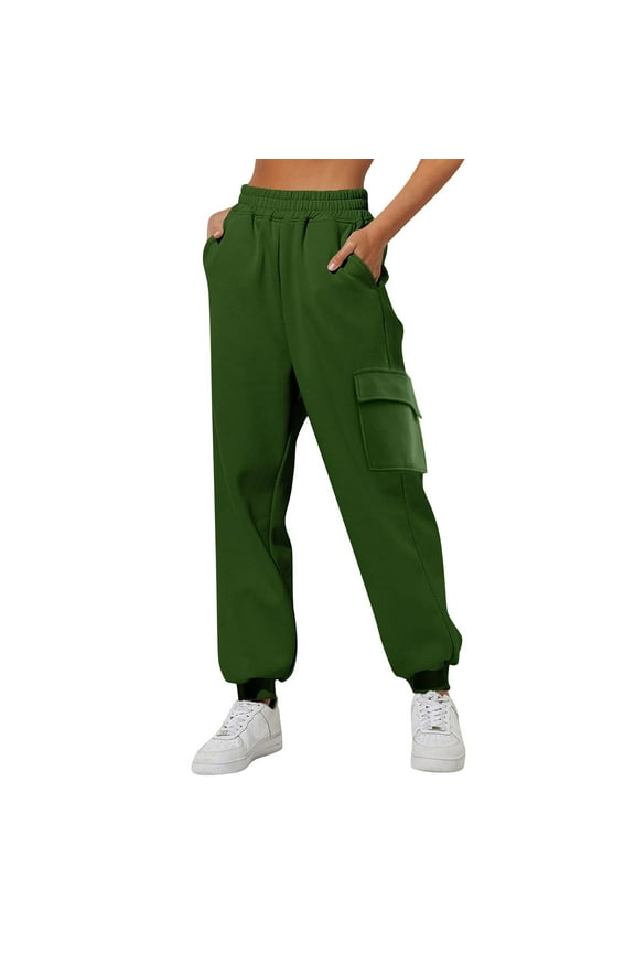 Women's Sweatpants Wide Straight Leg Pants Bottoms Solid Color Joggers Workout High Waisted with Pockets Chic Elegant Pants
