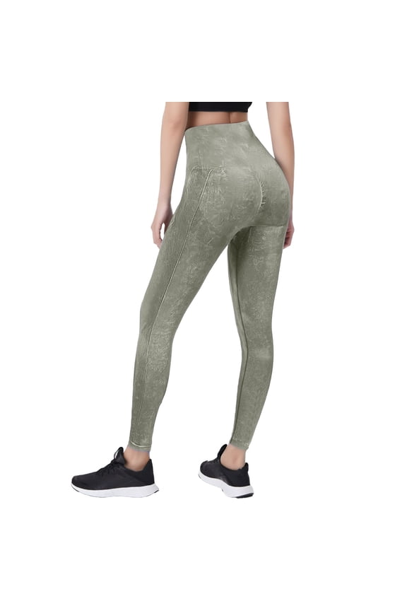 Women's Washed Seamless Push Up Tight Yoga Pants Workout Stretchy Running Tummy Control Joggers Bottoms Army Green S