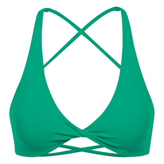 OSOLU Women's Yoga Bra With Chest Pad Back Backless Sport Solid Color Underwear Vest Workout Sports High Support Comfortable Bralettes Green L
