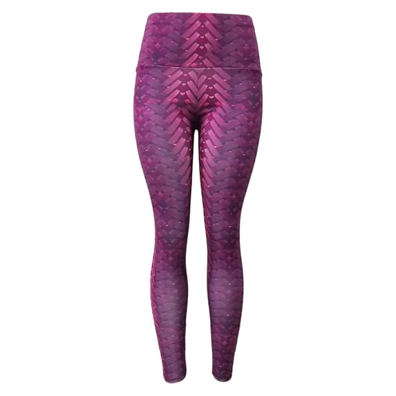 OSOLU Women's Yoga Printed Leggings Stretchy Workout Tights Running Gym Pants Base Layer Workout Stretchy Running Tummy Control Joggers Bottoms Purple XXL