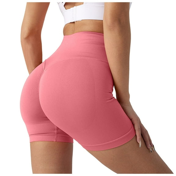 OSOLU Womens Workout Seamless Scrunch Lifting Shorts High Waist Gym Yoga Shorts Sports Soft Tummy Control Workout Athletic Gym Bottoms Light Pink XL
