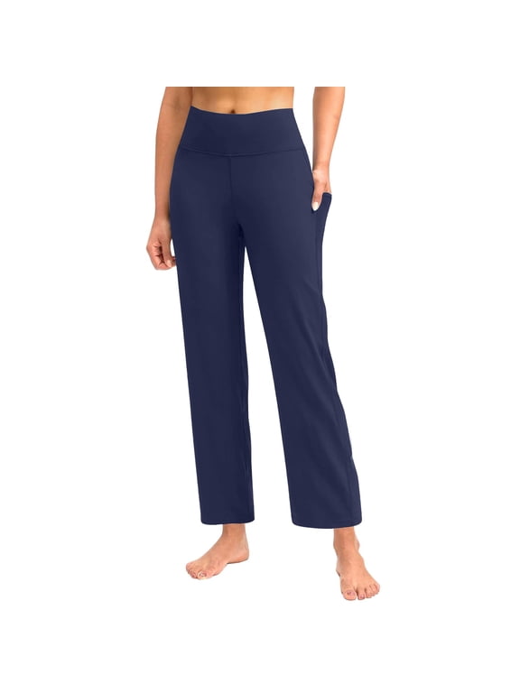 Yoga Pants For Women Workout Pants High Waist Athletic Workout Leggings Yoga Pant Stretchy Running Tummy Control Joggers Bottoms Navy XXL