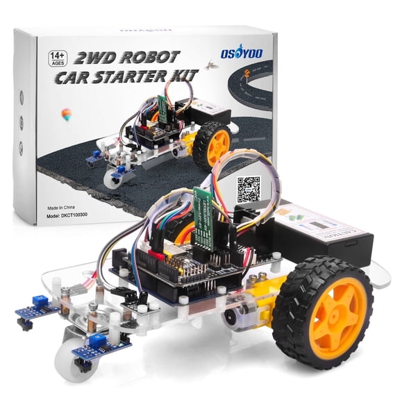 OSOYOO 2WD Robot Car Starter Kit for Arduino, Intelligent and Educational Kit for Adults, Remote Controlled App Educational Motorized Robotics for Building Programming Learning How to Code