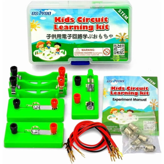 OSOYOO Kids Electricity Circuit Learning Kit for Science Study,Series Circuit Parallel Circuit, Physics Experiments Learning Tool for Kids Age 5+