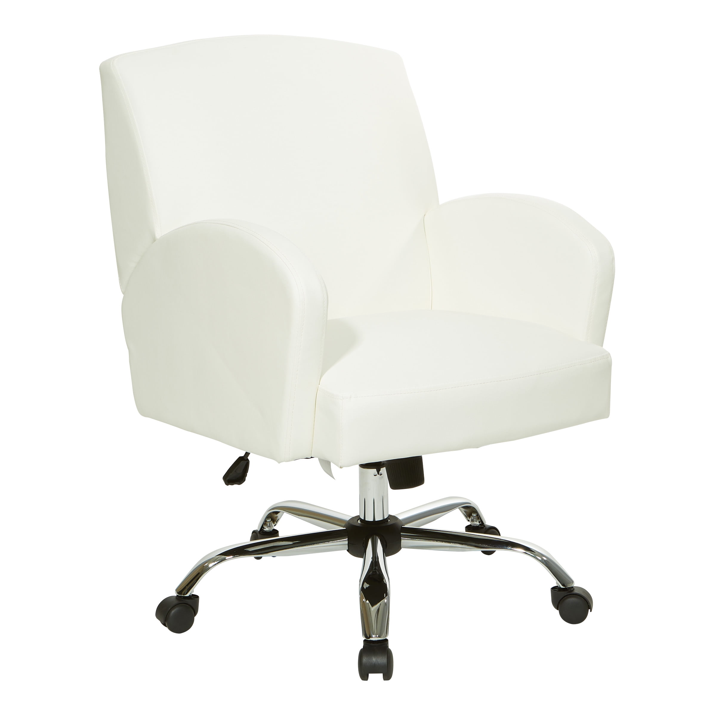 OSP Furniture Joliet Office Chair in White Faux Leather with Chrome