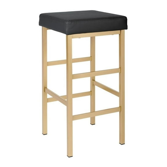 OSP Home Furnishings 30" Gold Backless Stool in Black
