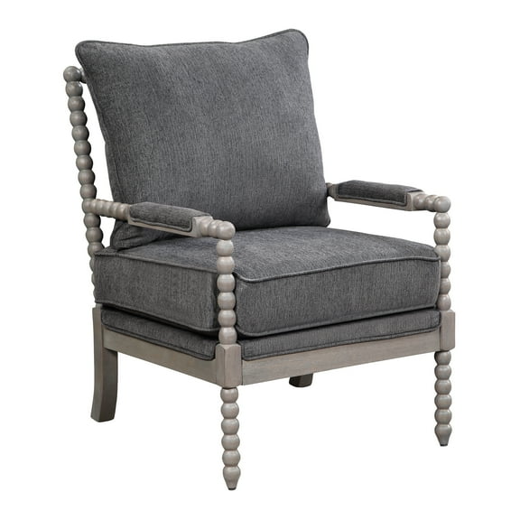 OSP Home Furnishings Abbott Chair in Charcoal Fabric with Brushed Grey Base K/D