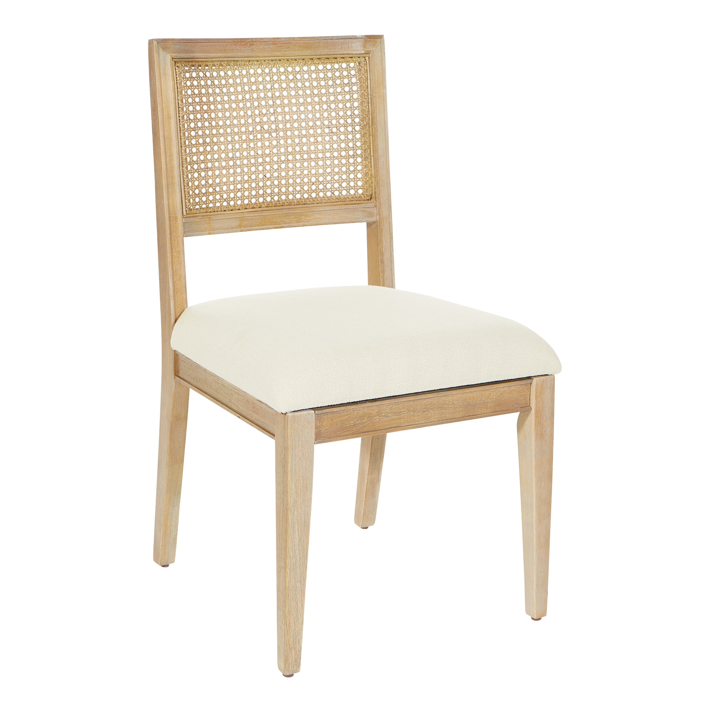 Serene Beige Cane Back Side Chair with Padded Seat