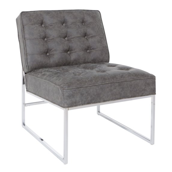 OSP Home Furnishings Anthony 26” Wide Chair with Chrome Base and Charcoal Faux Leather Fabric