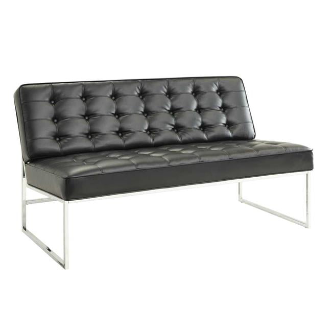 OSP Home Furnishings Anthony 57" Loveseat with Chrome Base and Black ...