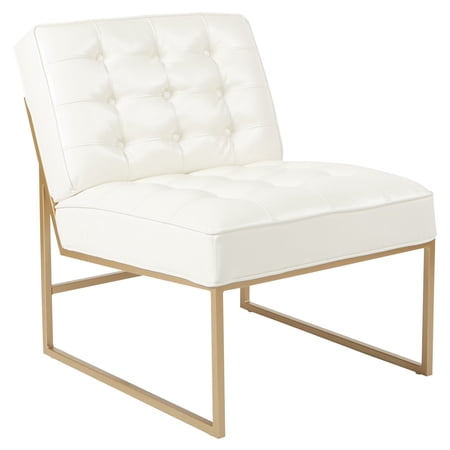 OSP Home Furnishings Anthony Chair in White Faux Leather with Coated Gold Frame