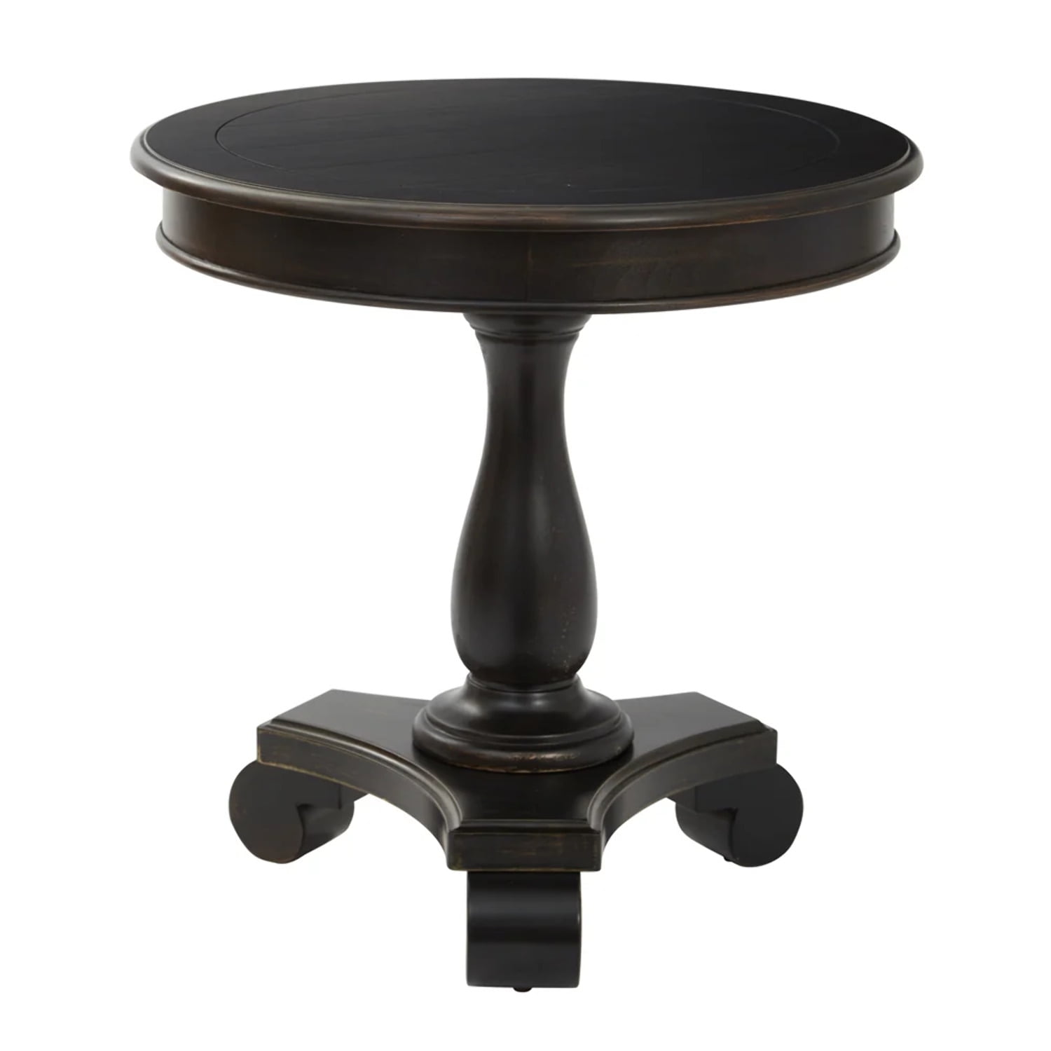 Antique Black Round Veneer Accent Table