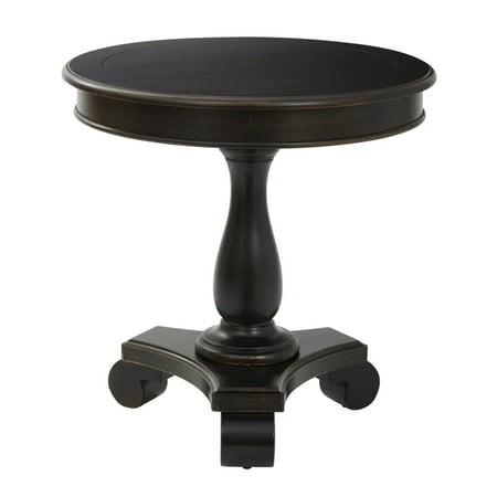 INSPIRED by Bassett - Round Traditional Veneer Table - Antique Black