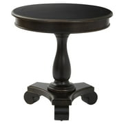 OSP Home Furnishings Avalon Hand Painted Round Accent table in Antique Black Finish