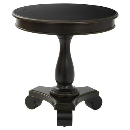 INSPIRED by Bassett - Round Traditional Veneer Table - Antique Black