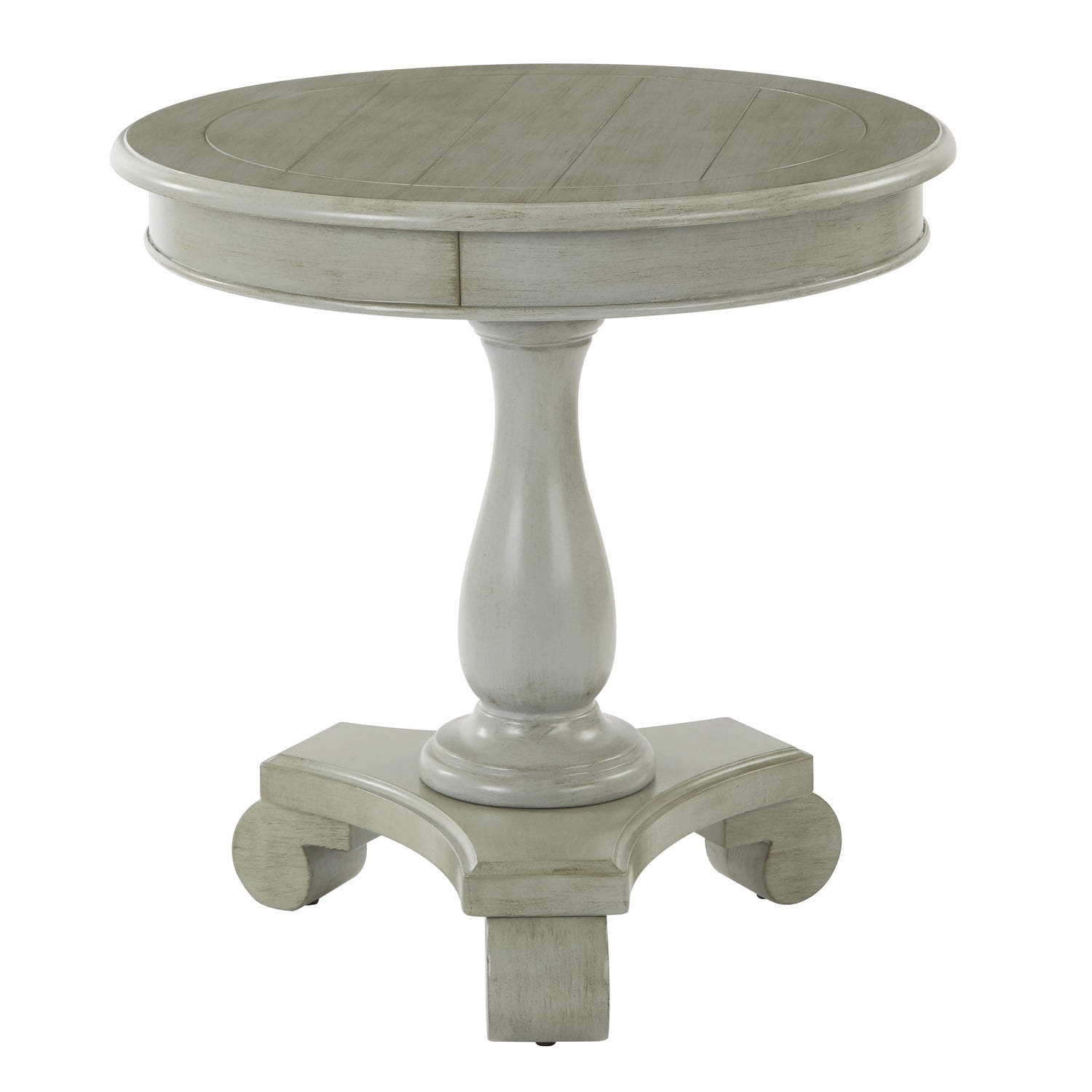 Antique Grey Round Rubberwood Accent Table